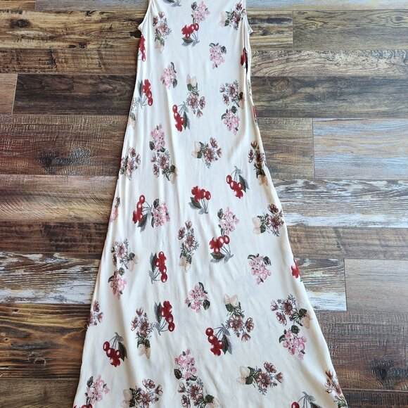 Vintage Y2K  NC Love USA Made Rayon Chiffon Sherry Floral Maxi Dress Sleeveless - Picture 6 of 10